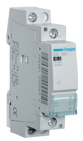 Контактор 25A ESL125 (1НО, 8/12В) 1м Hager