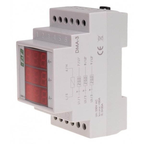 Трифазний амперметр F&F DMA-3RMS 100-265В AC - фото №3