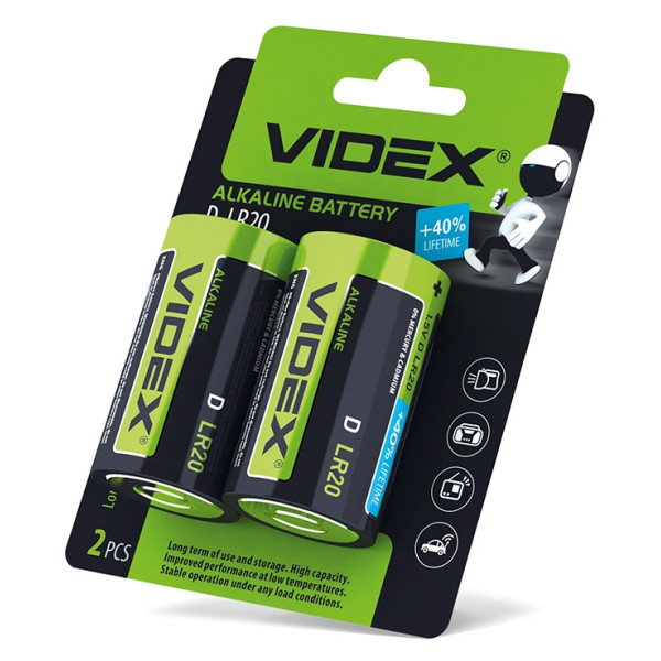 Лужна батарея Videx LR20 D (LR2O/D 2pcs BC) 2 шт