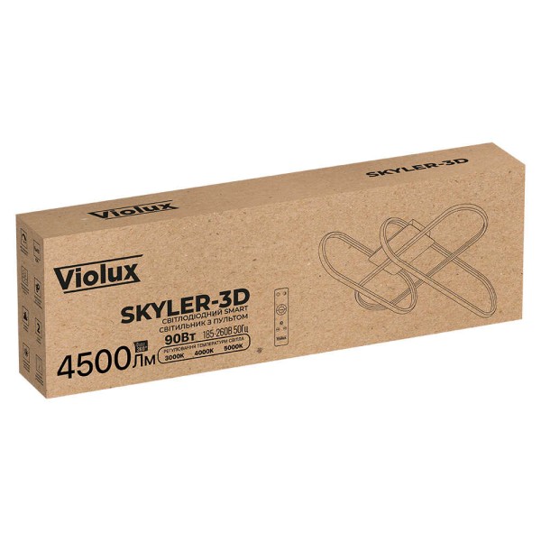 Світильник LED smart SKYLER-3D +пульт 90W 3000-5000K IP20 чорний Violux ( 220875 ) - фото №1