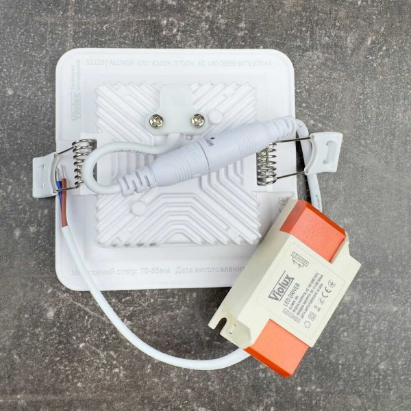 Світильник LED даунлайт Violux ALUMIN 6W 4200K квадрат IP20 ( 121250 ) - фото №3