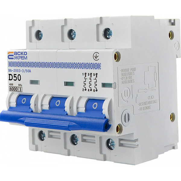 Автоматичний вимикач Аско-Укрем ВА-2003 3р 50А (A0010030001) - фото №3