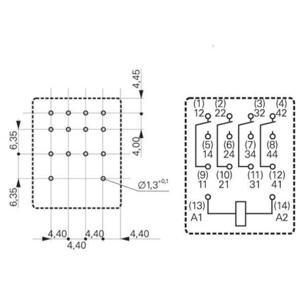 Мініатюрне реле Schrack PT570LC4 24В DC 6А - фото №2