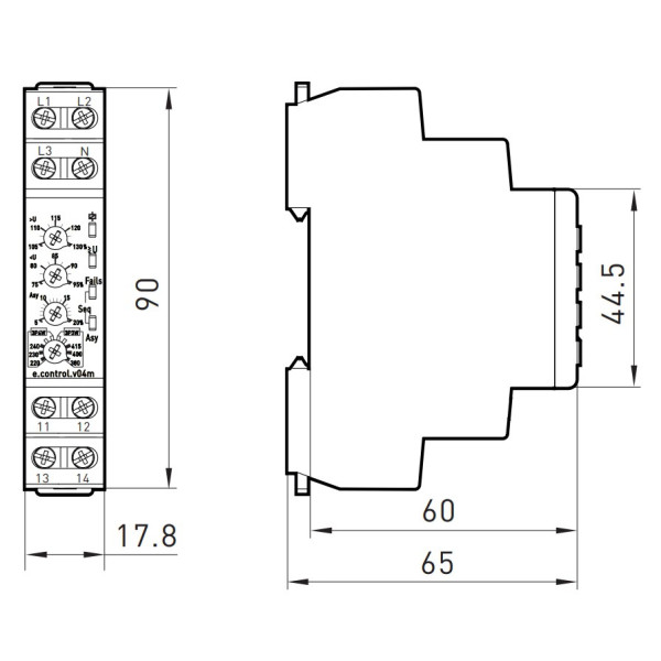 Регульоване трифазне реле контролю фаз E.Next e.control.v04m (p0690021) - фото №3