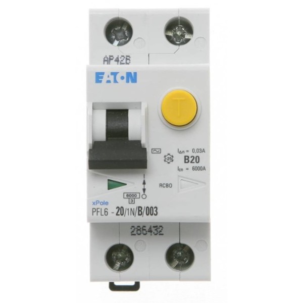 Диф.автомат Eaton (Moeller) PFL6-20/1N/B/003 - фото №2