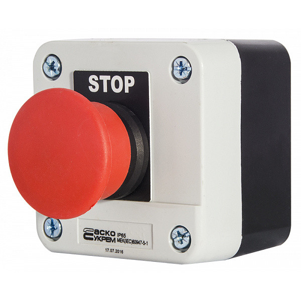 Одноместный пост управления Аско-Укрем XAL-B164Н29 с кнопкой-грибком «Стоп» (A0140020004)