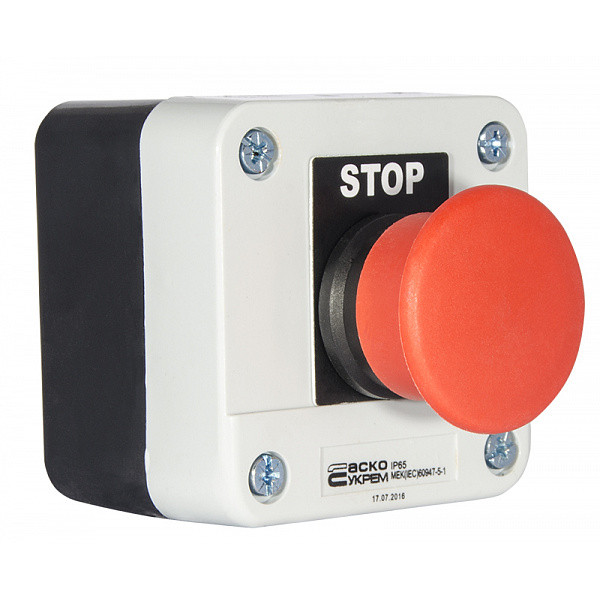 Одноместный пост управления Аско-Укрем XAL-B164Н29 с кнопкой-грибком «Стоп» (A0140020004) - фото №3