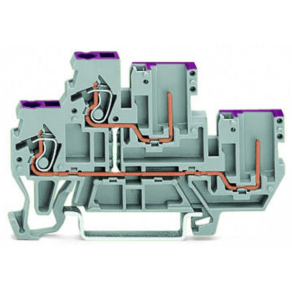 Двухъярусная проходная L клемма Wago 870-108 с штырьковым выводом