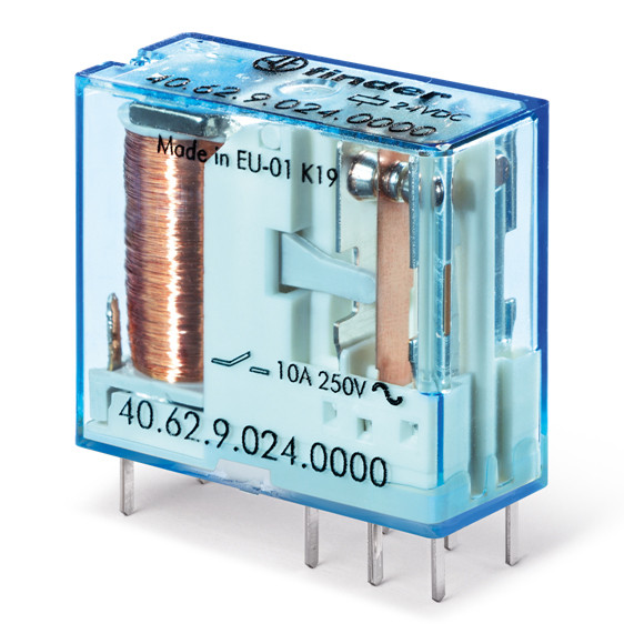 Миниатюрное реле Finder 2CO 10A 24В DC шаг 5мм (406290240000)