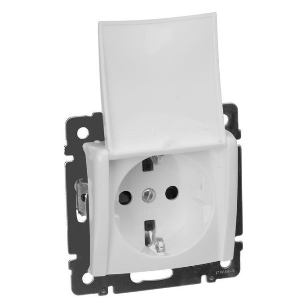 Механизм розетки с з/к и крышкой Valena белый