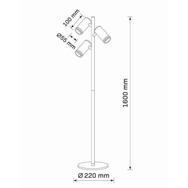 Торшер Goldlux 326560 Paris GU10 3x12W IP20 Черный - фото №4