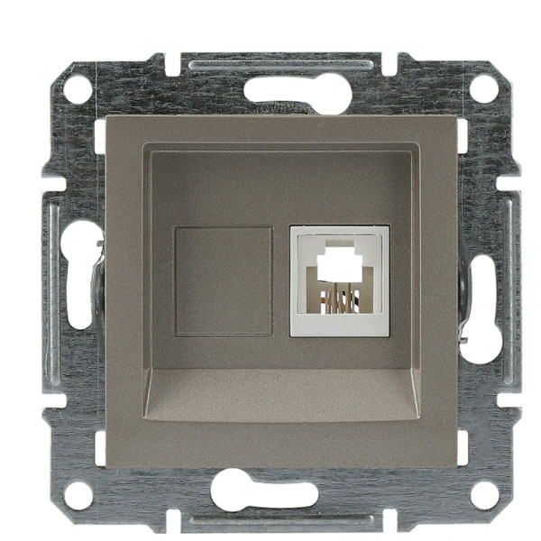 Розетка телефонная без рамки бронза Asfora, EPH4100169