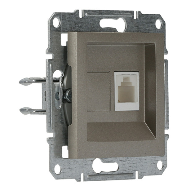 Розетка телефонная без рамки бронза Asfora, EPH4100169 - фото №1