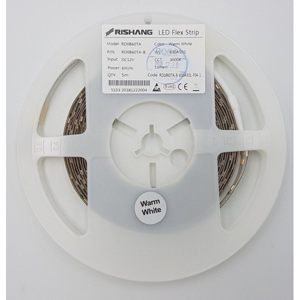 LED стрічка RISHANG 60-2835-12V-IP20 4.8W 550Lm 4000K 5м (RD0860TA-B-NW) - фото №5