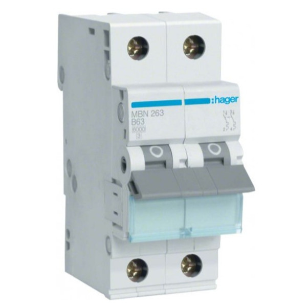 Автоматический выключатель Hager MBN263 6кА B 63A 2P