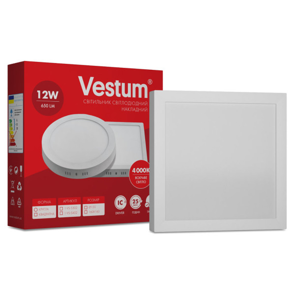Накладной точечный светильник Vestum 1-VS-5402 12Вт 4000K квадратный - фото №2
