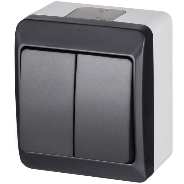 Двоклавішний вимикач Elektro Plast 0332-7 Hermes IP44 антрацит