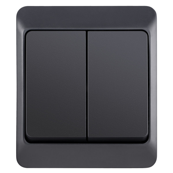 Двоклавішний вимикач Elektro Plast 0332-7 Hermes IP44 антрацит - фото №1