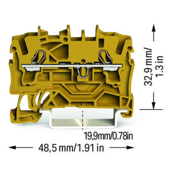 Клемма Wago 2002-1206 Topjob S Ex 2,5мм² (желтая) - фото №1