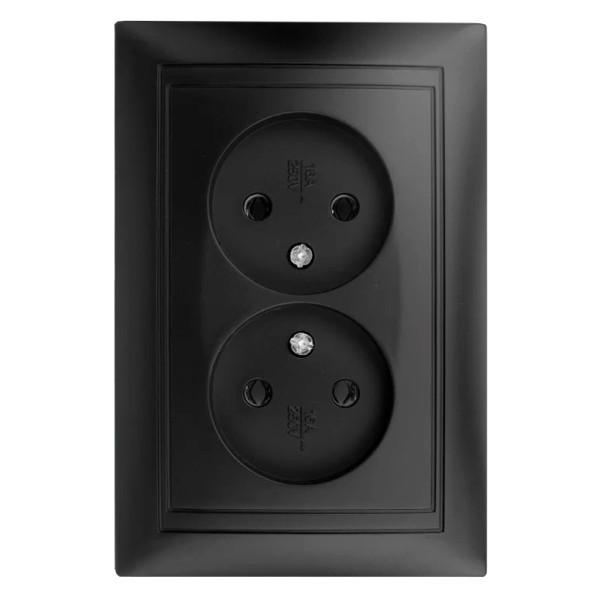 Двухместная розетка Elcor Emily 9215 (211645) без заземления (черная)