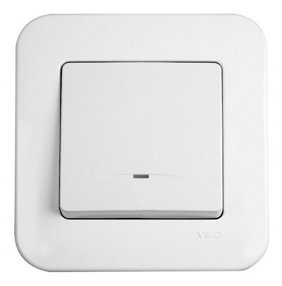 Вимикач 1-клавішний білий VIKO Rollina