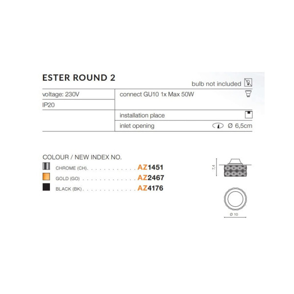 Точечный светильник Azzardo AZ1451 ESTER(DM1000-2-CH) - фото №2