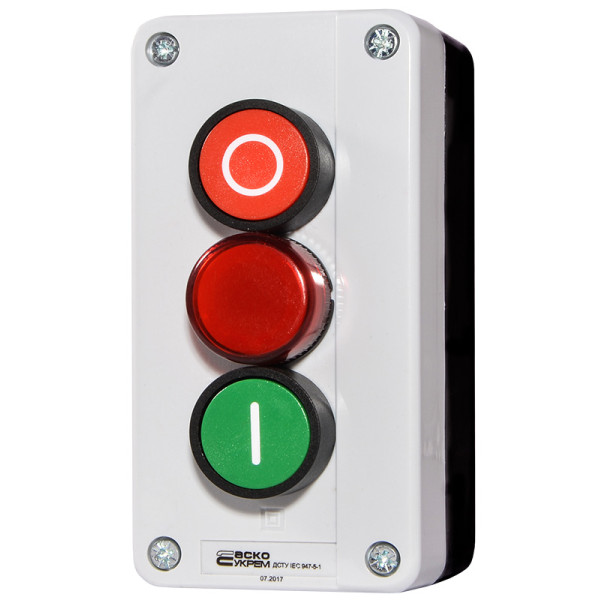 Тримісний пост керування Аско-Укрем XAL-B373 «Старт1-Стоп-Сигнал» (A0140020009)