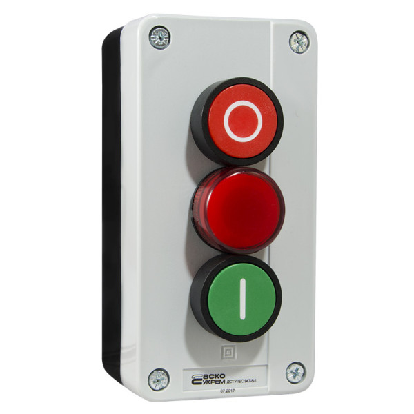 Тримісний пост керування Аско-Укрем XAL-B373 «Старт1-Стоп-Сигнал» (A0140020009) - фото №3