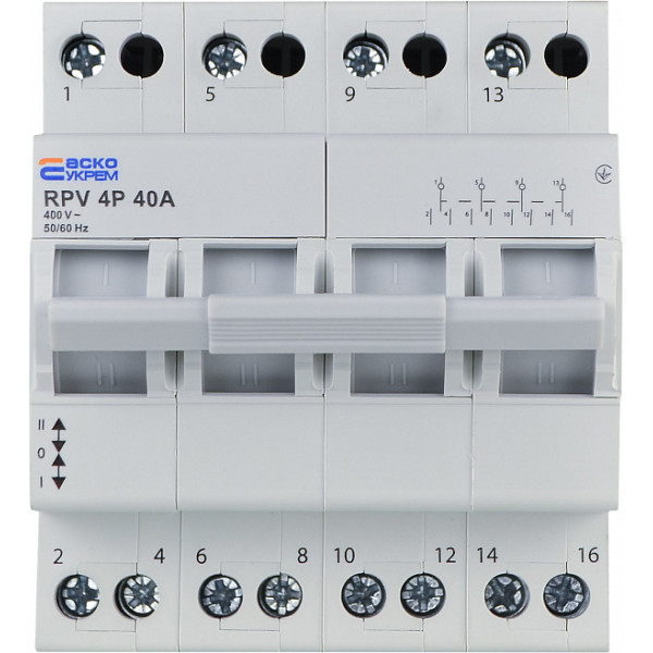 Выключатель-разъединитель Аско-Укрем (І-0-ІІ) RPV 4P 40A (A0010220012) - фото №2