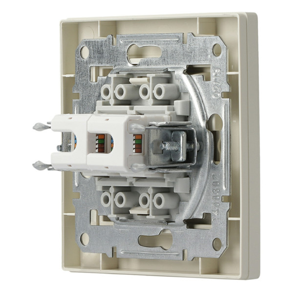 Розетка компьютерная RJ45 кат.5е UTP двойная кремовая Asfora, EPH4400123 - фото №3
