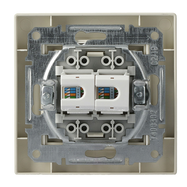 Розетка компьютерная RJ45 кат.5е UTP двойная кремовая Asfora, EPH4400123 - фото №4