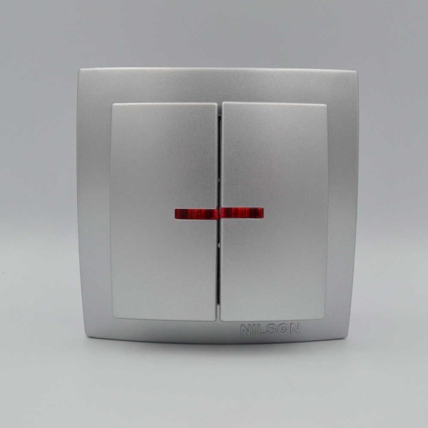 Выключатель Nilson Themis серебро 2кл с подсветкой ( 26131004 ) - фото №1
