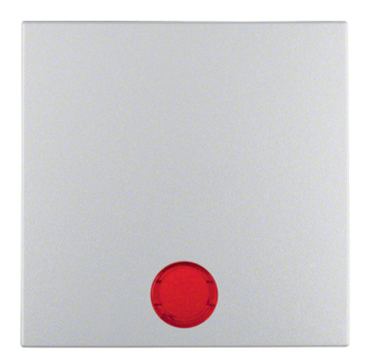 Клавиша одинарная с красной линзой, алюминий, Berker B.3/B.7