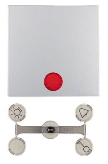 Клавиша одинарная с красной линзой, алюминий, Berker B.3/B.7 - фото №1