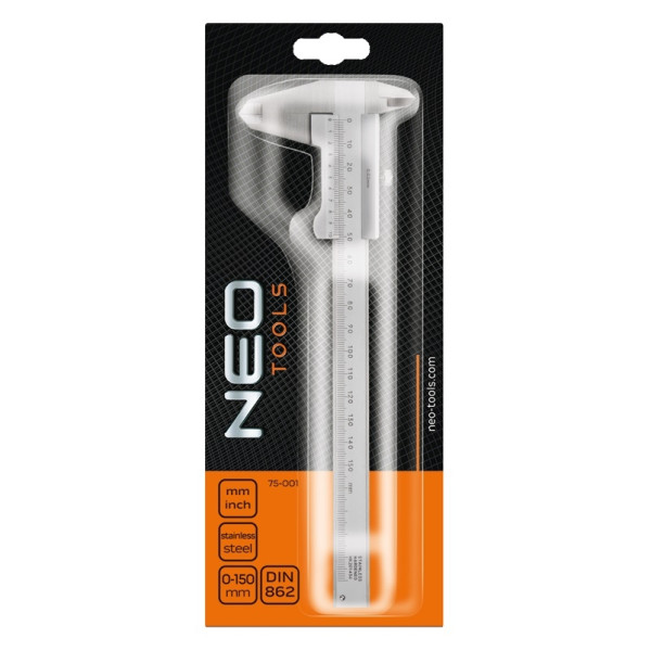 Штангенциркуль Neo Tools 75-001 із сертифікатом DIN 150мм нержавіюча сталь - фото №1