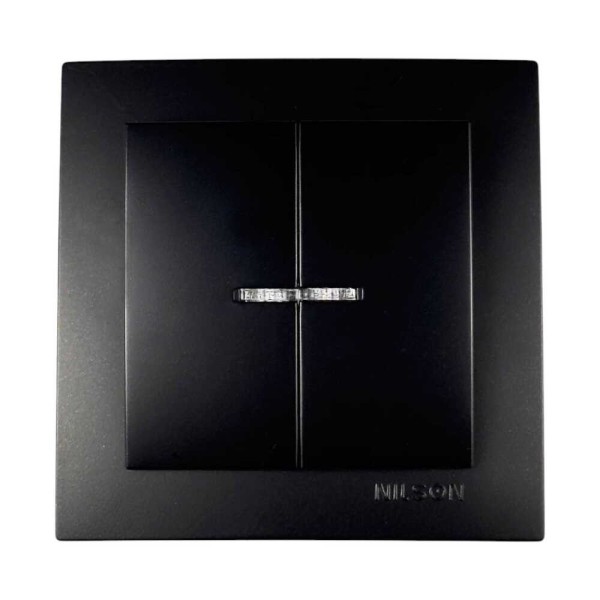 Выключатель Nilson Touran черный мат 2кл с подсветкой ( 24381004 )