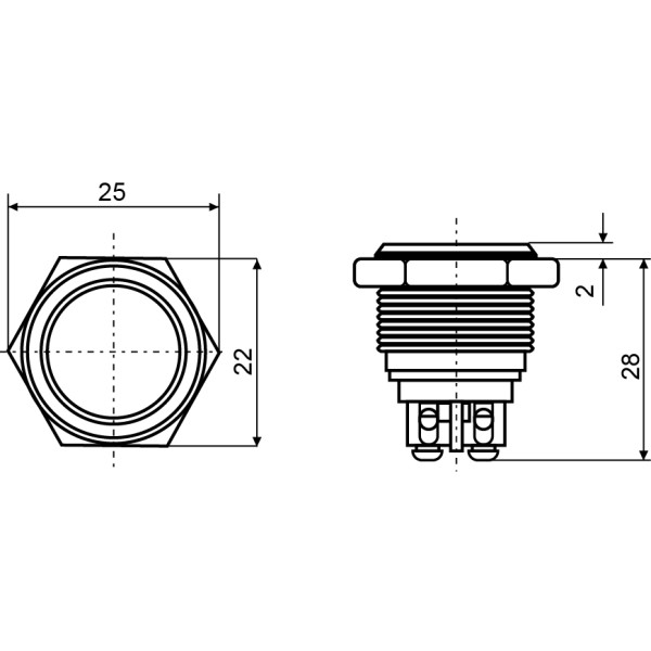 Металева кнопка Аско-Укрем TYJ 19-211 1NO+1NC (A0140010108) - фото №4