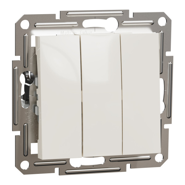 Вимикач трьохклавішний Schneider Electric Asfora без рамки кремовий (EPH2170123)