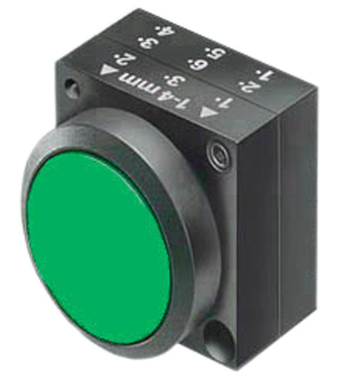 Зелена натискна кнопка Schrack MST14000R із фіксацією