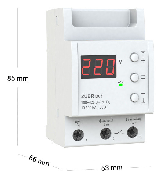 Реле напруги ZUBR D63 - фото №2