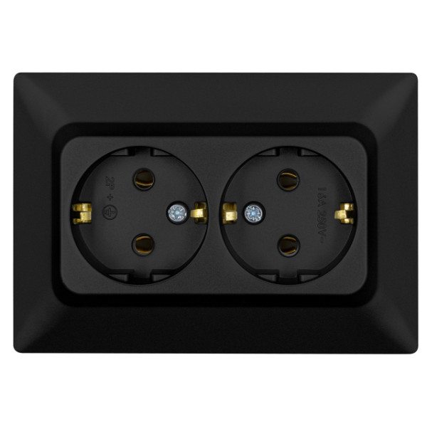 Двойная розетка NE-AD ARAS 93-124-85 с з/к черная