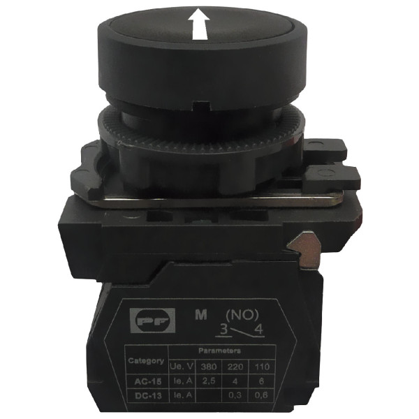 Кнопка Promfactor FP5-AA3351 1NO «біла стрілка вгору» чорна (FP5-AA3351)