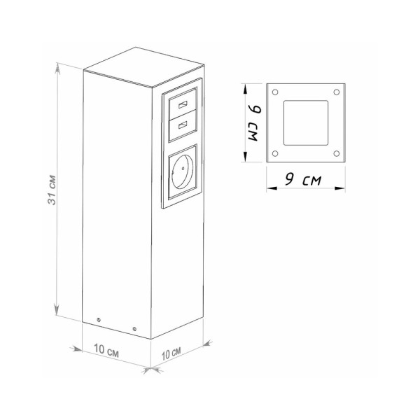 Столбик с розетками Imperium Light 754231.68.08 Porta IP44 Графитовый - фото №2