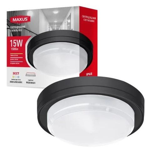 Світлодіодний світильник Maxus MBH 15Вт 3000/4100/6500 IP65 WH Circle (1-MBH-15W-BLC) - фото №3