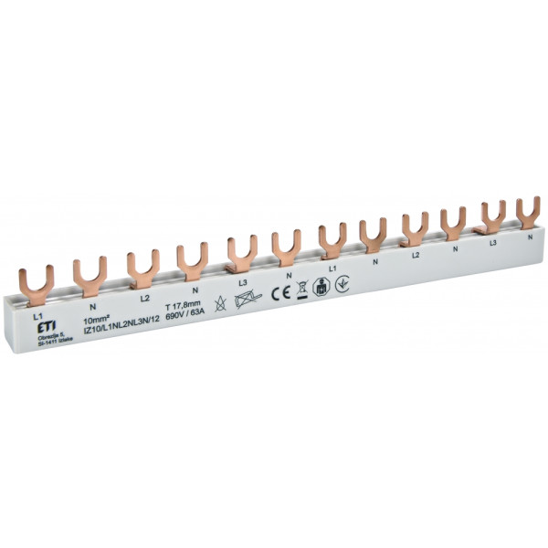Шина живлення ETI IZ 10/L1NL2NL3N/12 3P+N 0,21м Fork 12 модулів (2921268)