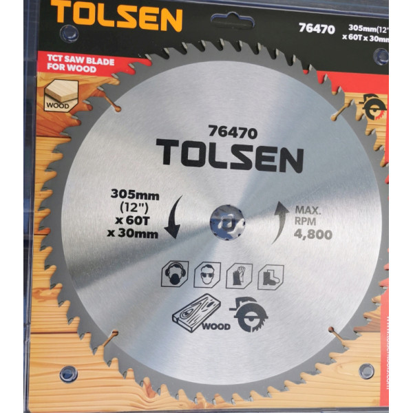 Пильный диск по дереву с ТВС напайками Tolsen (76470) 305х60Тх30мм - фото №1