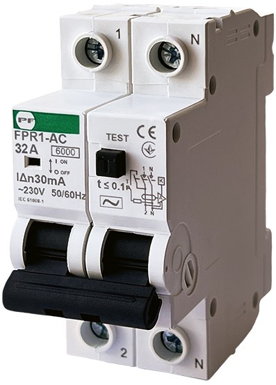 Реле защитного отключения Promfactor FPR1-AC 32А/0,03A 2P АС 6kA