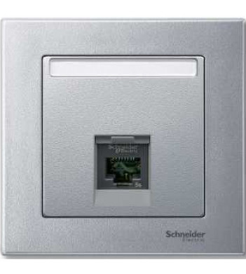 Центральная панель компьютерной розетки алюминий Merten, MTN465860 - фото №1