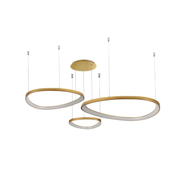 Люстра Azzardo AZ5775 Amanda Led 3x42+62+82W 3000K/4000K/6000K 13600Lm IP20 Золотая