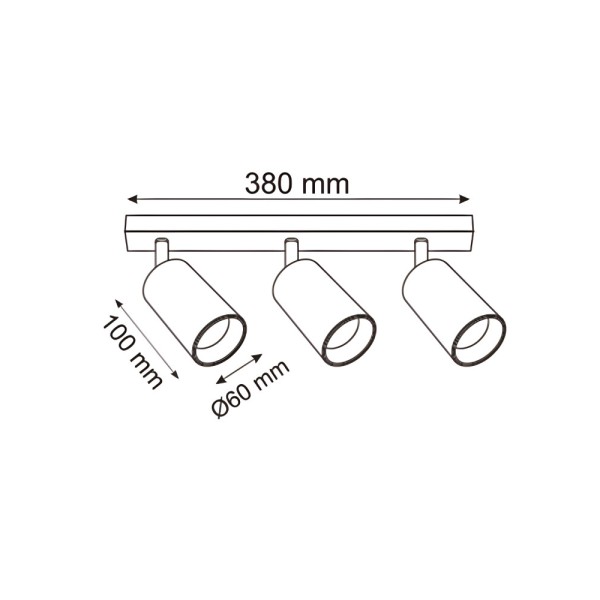 Світильник поворотний, спот Zuma Line 5905316655799 Wade GU10 3x50W IP20 чорний - фото №1